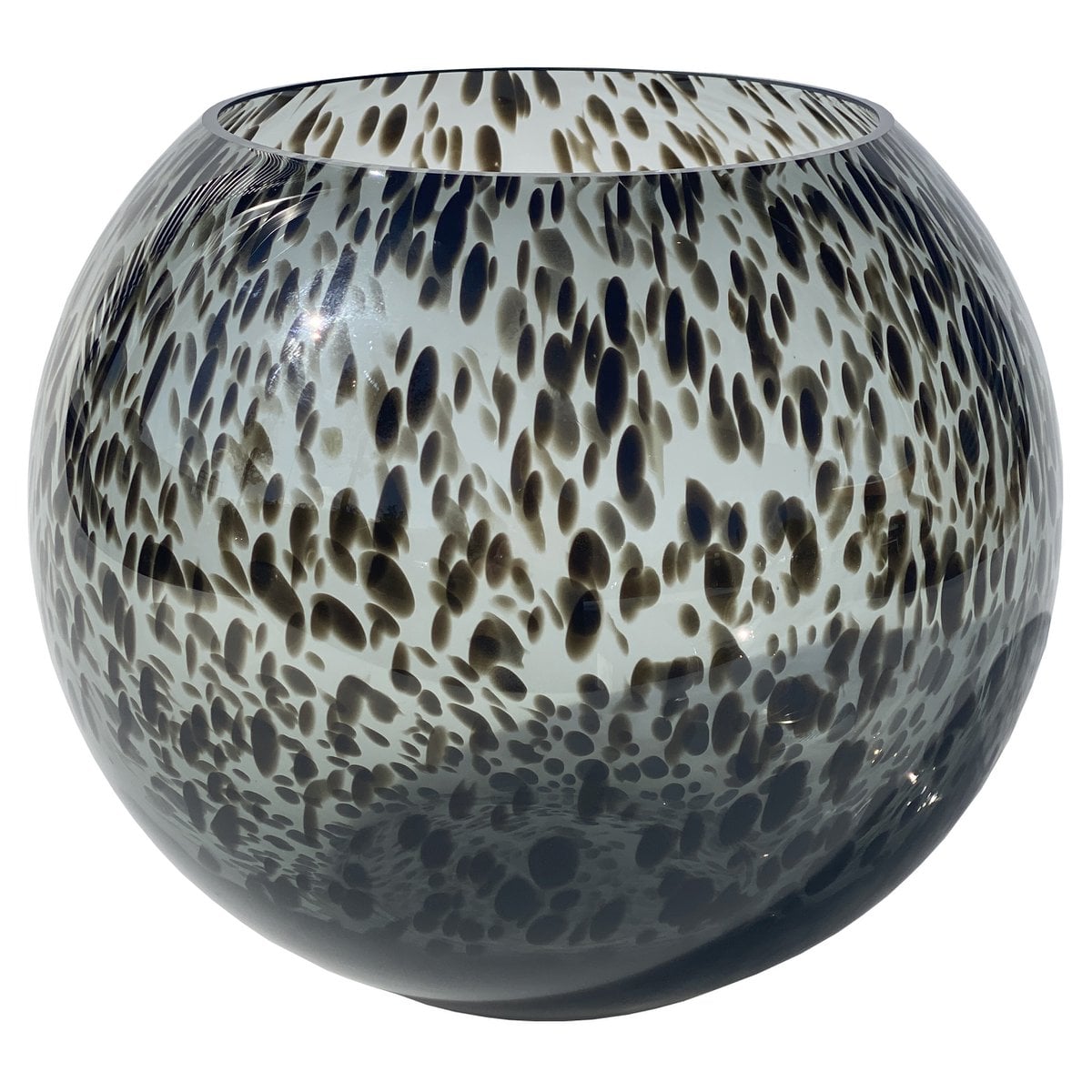Vaas 25 cm grijs zwart cheetah print glas