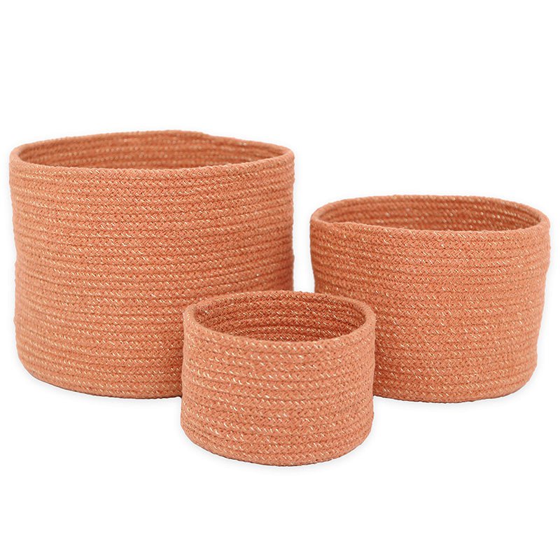 Opbergmanden set van 3 katoen oranje 20x25 cm