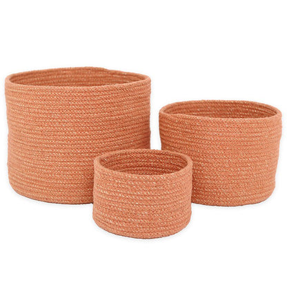 Opbergmanden set van 3 katoen oranje 20x25 cm