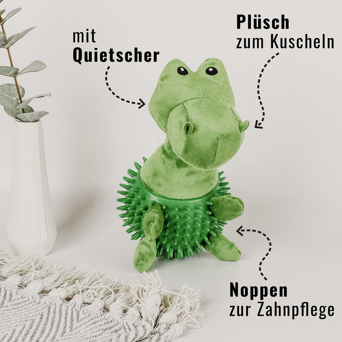 Hondenspeelgoed dino pluche 24 cm groen