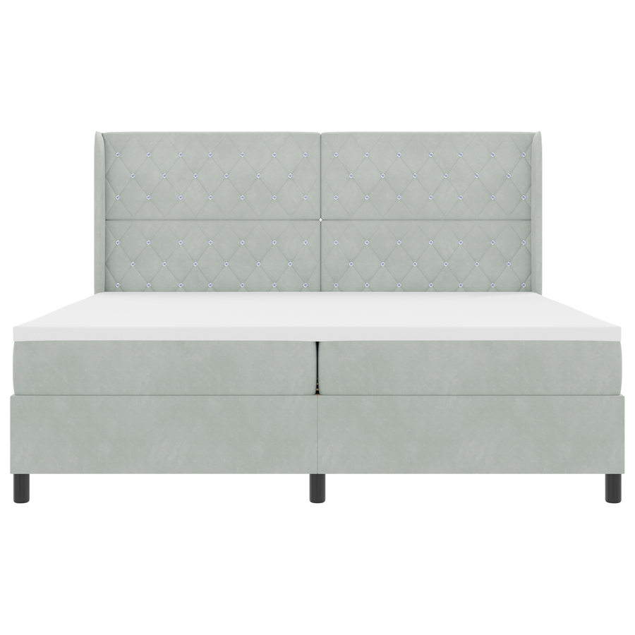 Boxspringbed met matras en LED fluweel lichtgrijs 200x200 cm