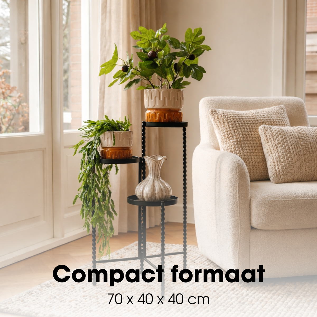 Plantenstandaard 70 cm zwart ijzer