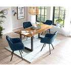 Eetkamerset 160x85 cm massief acaciahout fluweel