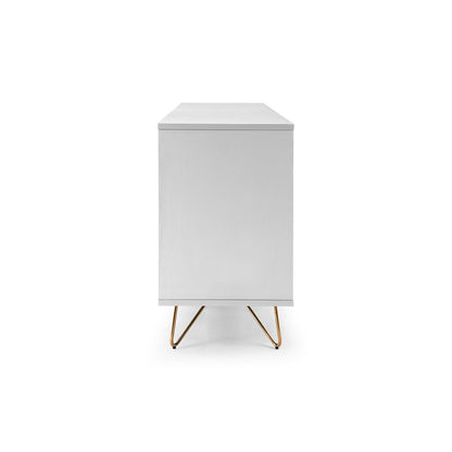 Dressoir 150x40x70 cm wit goud 2 deuren 3 lades