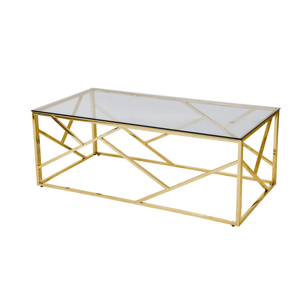 Salontafel 120x60 cm grijs glas goud metaal