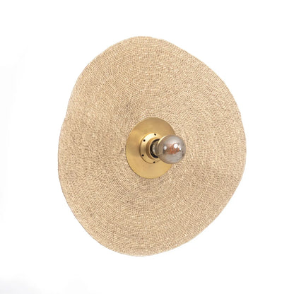 Wandlamp messing geweven gras 46x10 cm