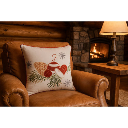 Kussenhoes kerst 45x45 cm katoen wit rood groen