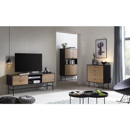 Ladekast 80x40x85 cm zwart eikenfineer