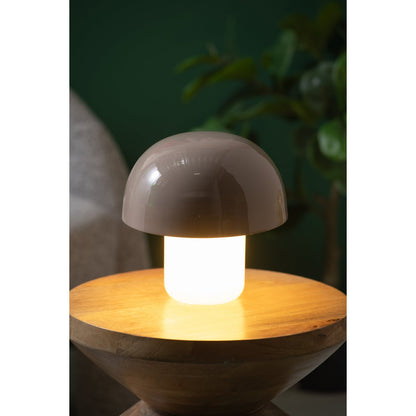 Tafellamp paddestoel 20 cm grijs metaal glas