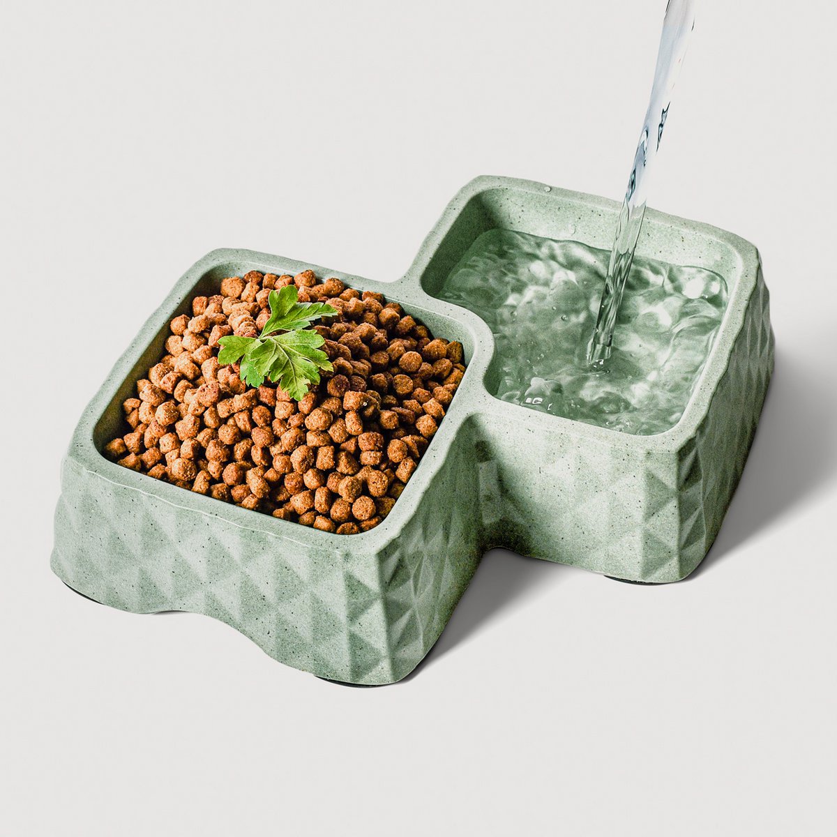 NE & NO® Bamboo Double Bowl for Cats and Dogs