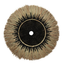 Wanddecoratie macramé raffia zwart naturel 60x3 cm