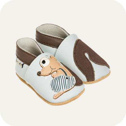 Babyslofjes leer suède zool