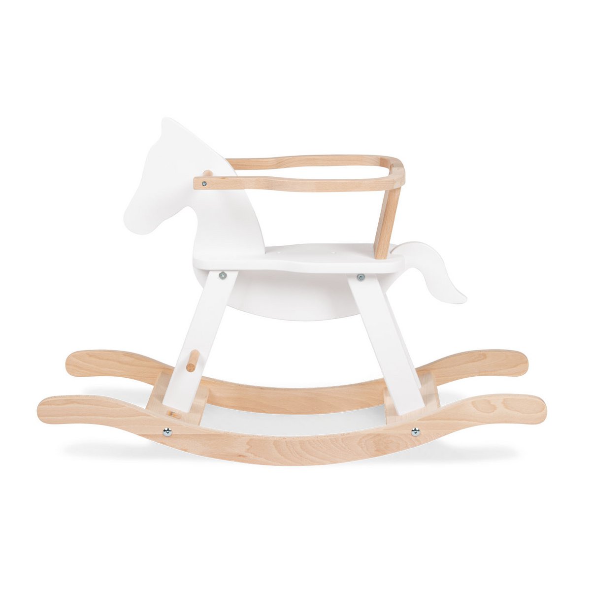 Rocking Horse "Pinolino" with ring, white/natural