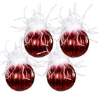 Kerstbal 4 stuks Ø 10 cm rood wit glas