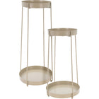 Plantenstandaard metaal taupe set van 2 (46/58 cm)