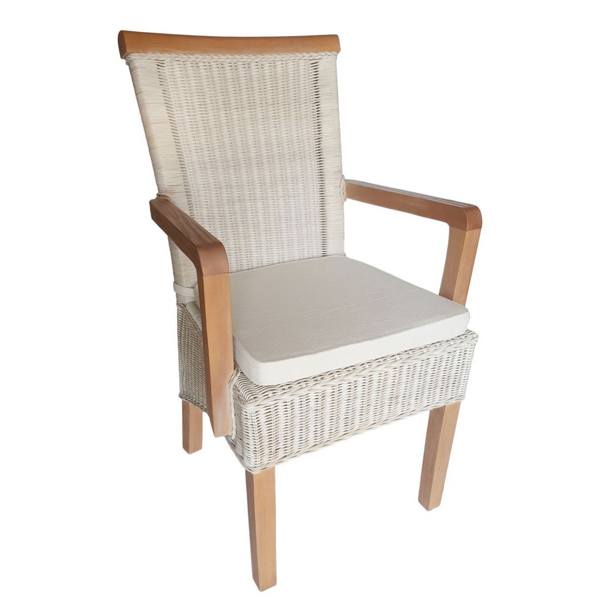 Eetkamerstoelen Set Van 2 Met Armleuningen Rattan Wit Perth