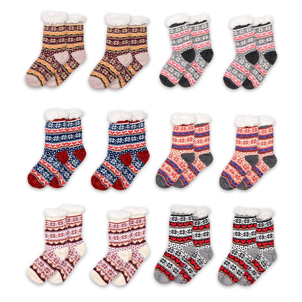 Kerstsokken set 12 stuks one size meerkleurig synthetisch