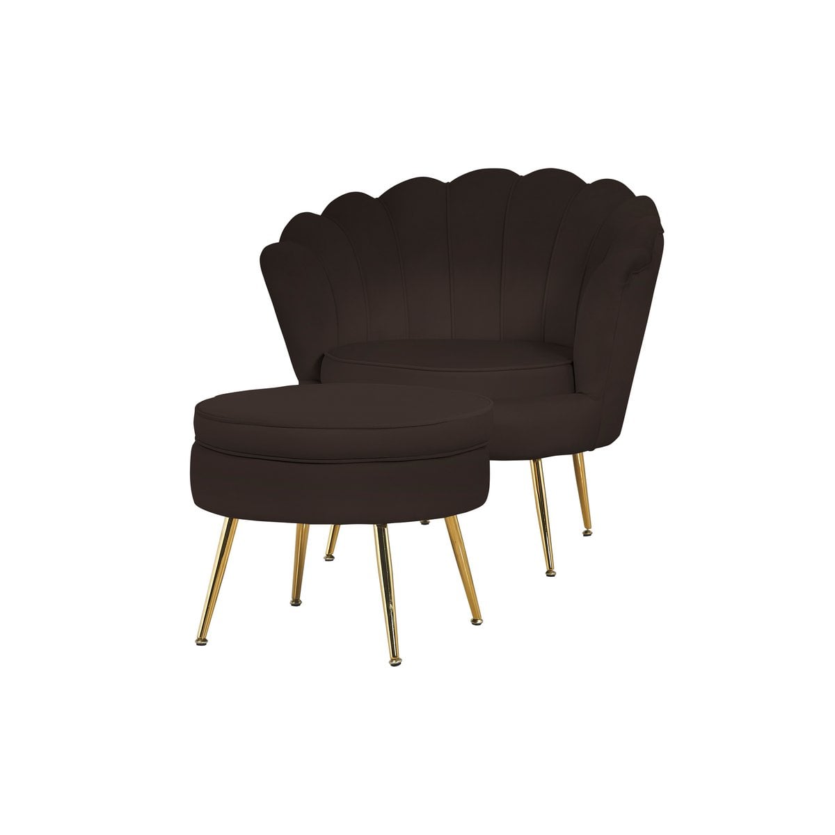 Zwart fluwelen schelp fauteuil