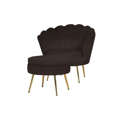 Zwart fluwelen schelp fauteuil