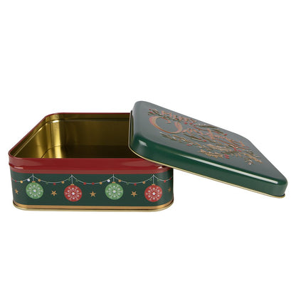 Storage Tin 17x17x6 cm Green Metal