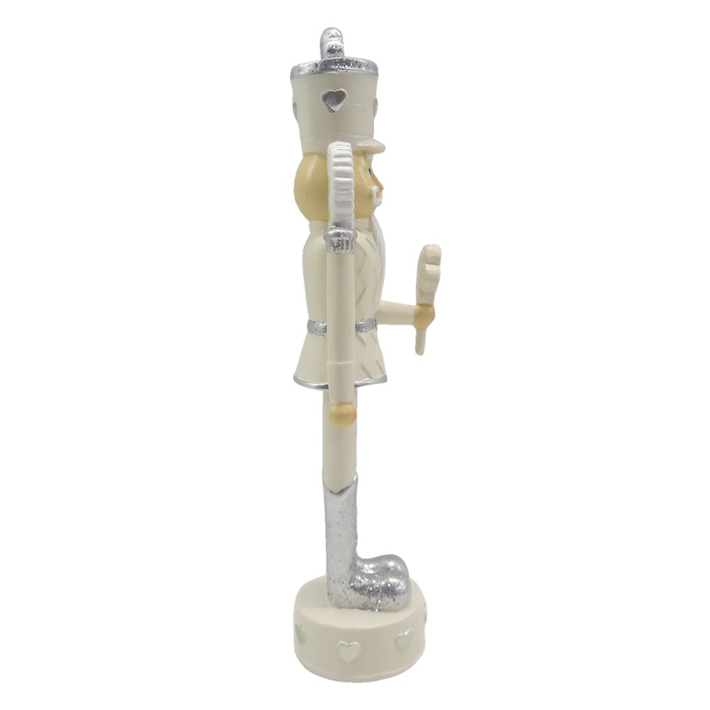 Beeld Notenkraker 17 cm Beige Zilverkleurig Kunststof Kerstdecoratie