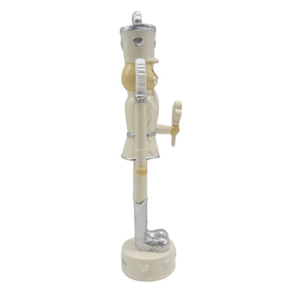 Beeld Notenkraker 17 cm Beige Zilverkleurig Kunststof Kerstdecoratie