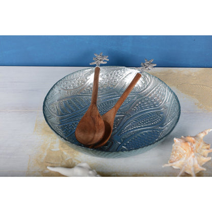 Fruitschaal glas blauw 30.5 cm