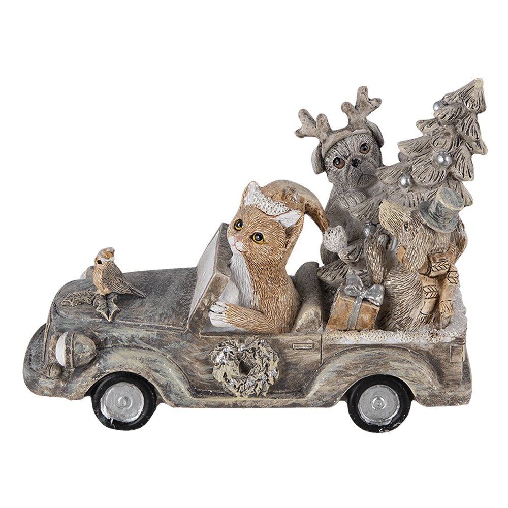 Dierenbeeld 16x8x11 cm grijs beige polyresin