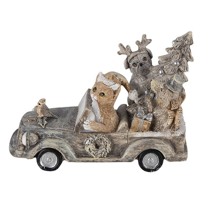 Dierenbeeld 16x8x11 cm grijs beige polyresin