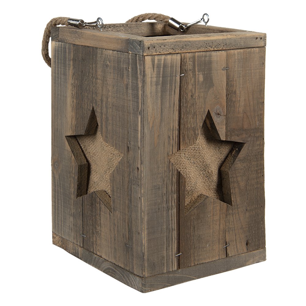 Windlicht 19x19x28 cm bruin hout