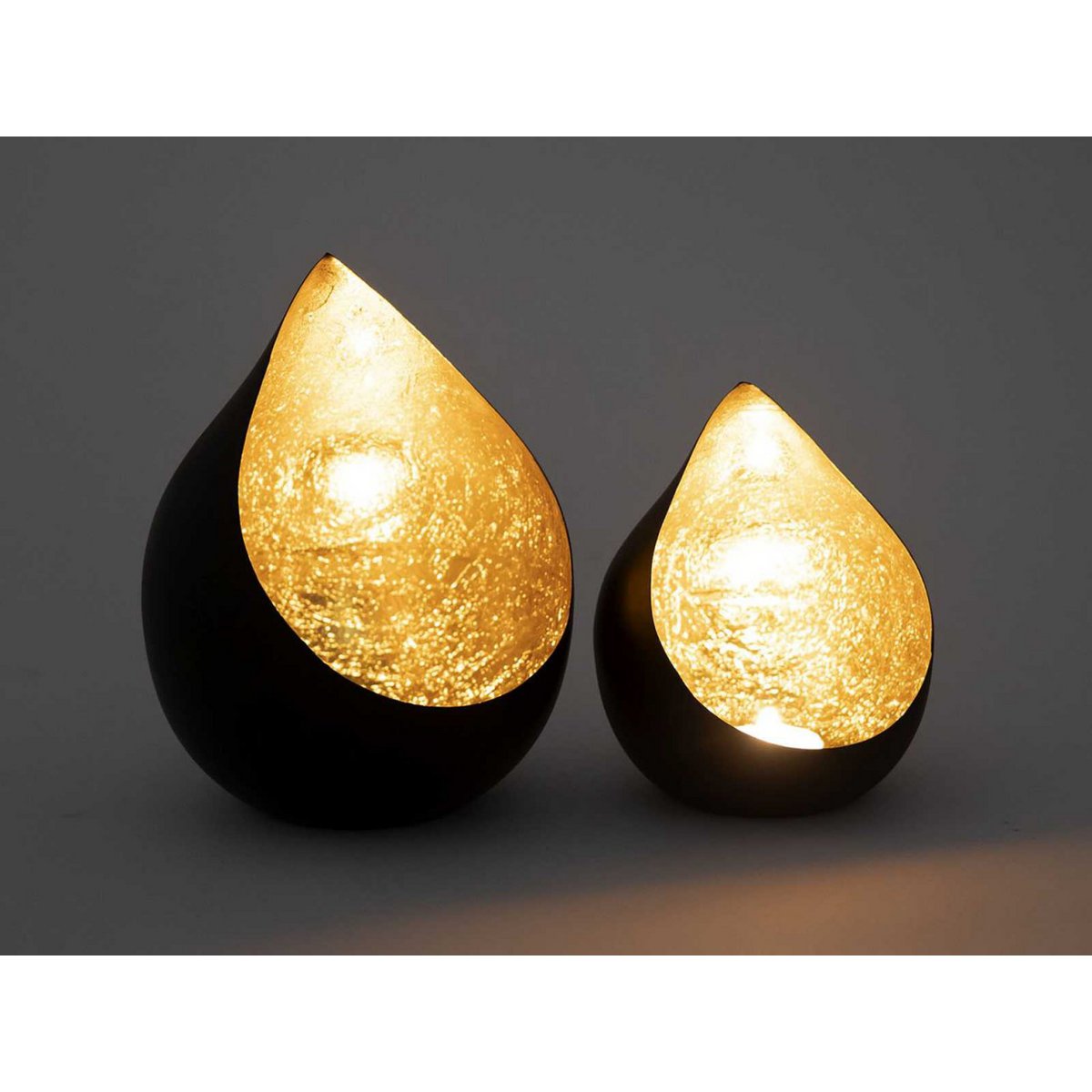 Kaarsenhouder 24 Delige Zwart Mat Verguld Romy Drop Vorm