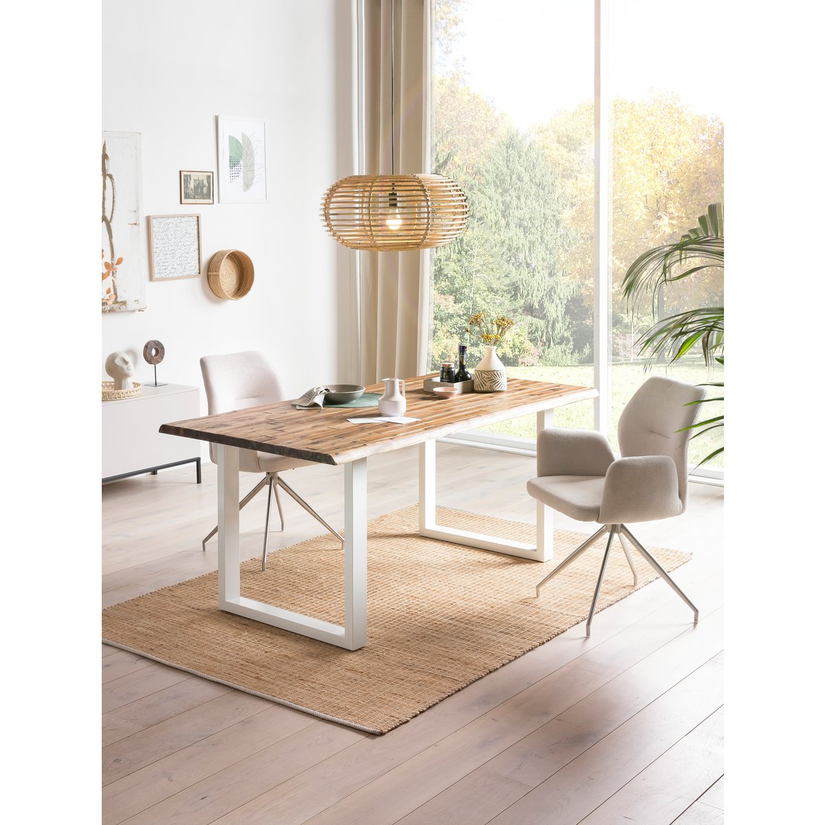 Eetgroep 5-delig 160x90 cm massief acaciahout metaal