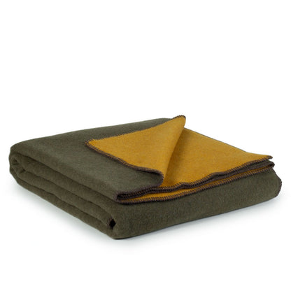 Beddeken merinowol 80% 20% nylon khaki