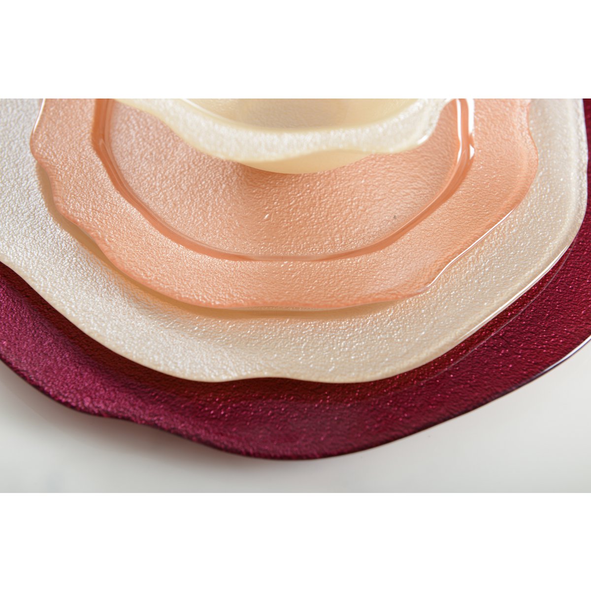 Dessertbord zalm bloemvorm 21.5 cm glas