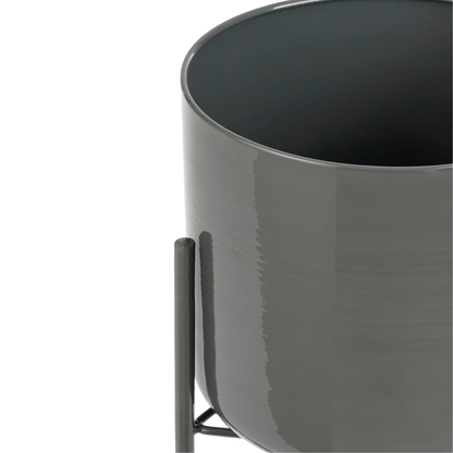 Bloempot standaard 19x60 cm ijzer zwart