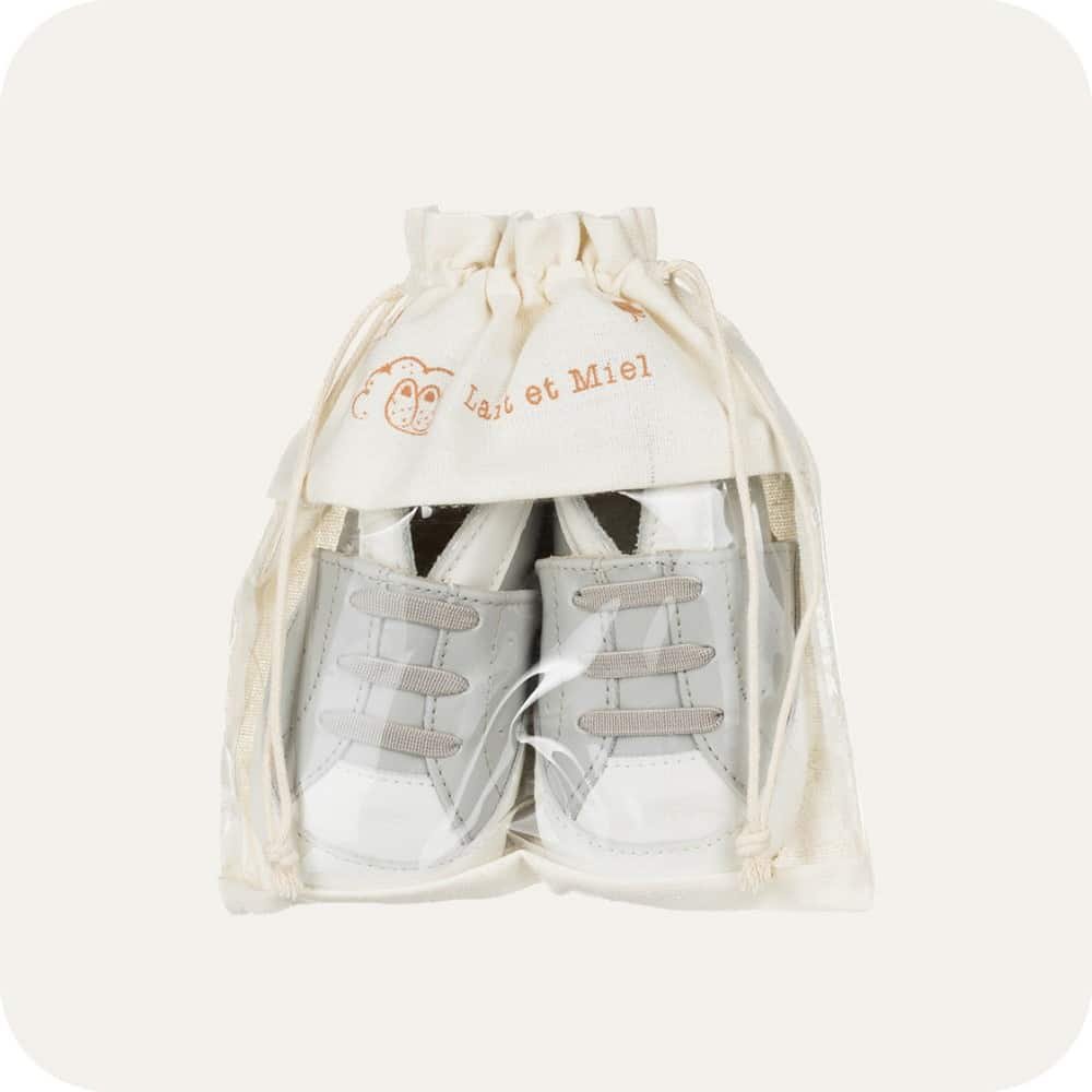 Babyslofjes leer grijs sneaker