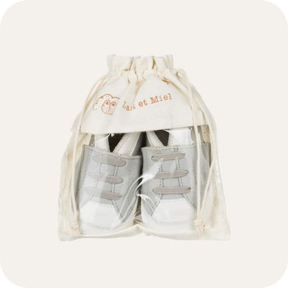 Babyslofjes leer grijs sneaker