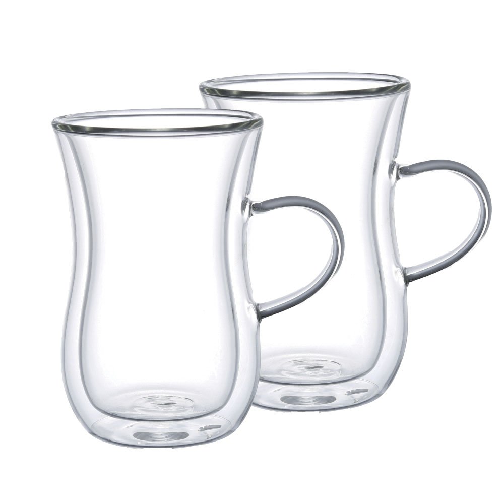Dubbelwandige theeglazen 200ml set van 2 transparant