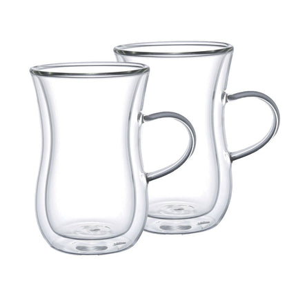 Dubbelwandige theeglazen 200ml set van 2 transparant