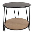 Bijzettafel rond Ø 50x45 cm ijzer hout zwart bruin