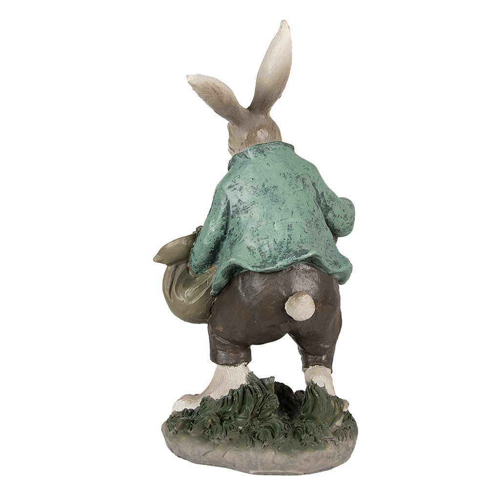 Konijnenbeeld 32 cm bruin groen polyresin