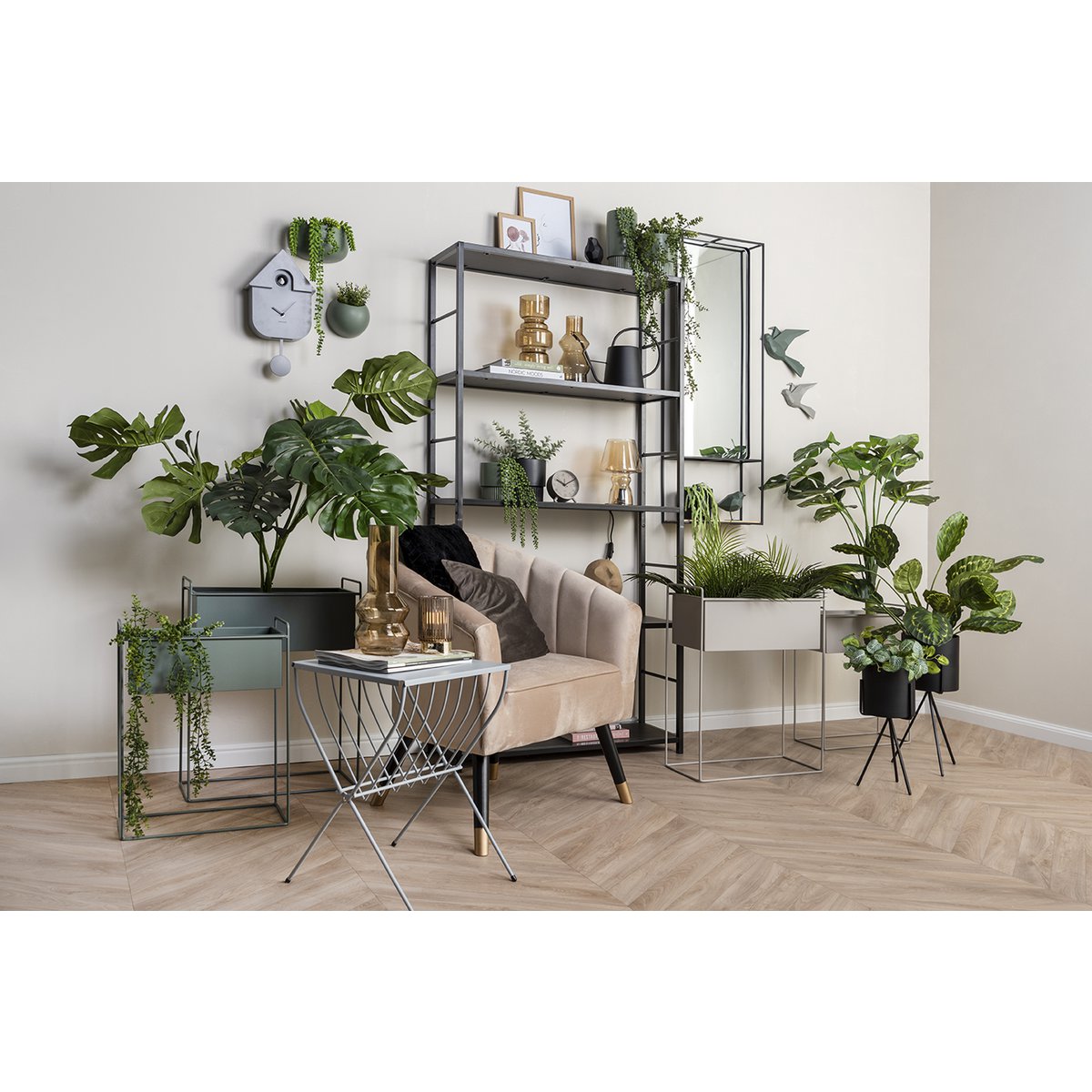 Plantenpotten set 3 stuks donkergrijs ijzer