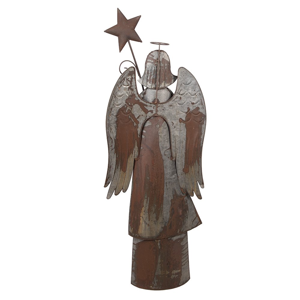 Kerstdecoratie Beeld Engel 48x18x133 cm Bruin Metaal
