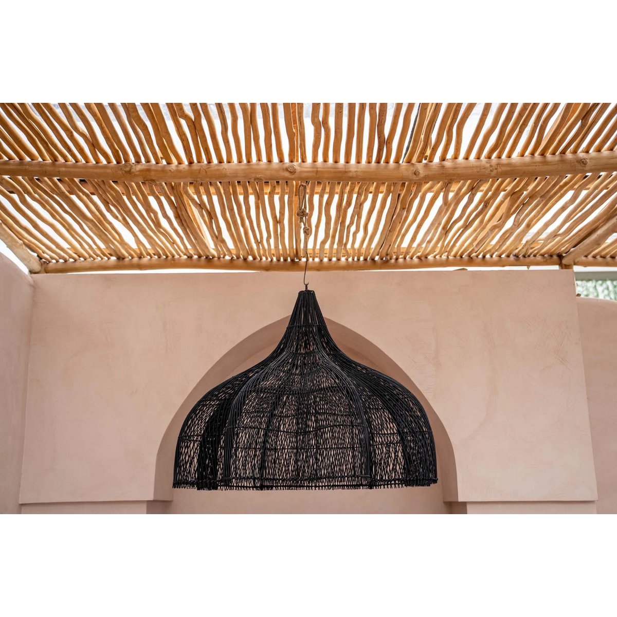 Hanglamp rotan 110x110x80 cm zwart