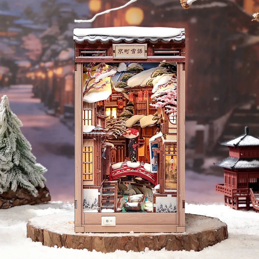 Booknook La Neige á Kyoto 19,5x12x22 cm berkenhout