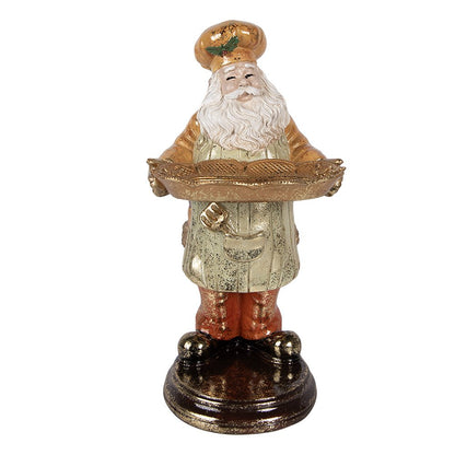 Kerstman beeld 15x18x31 cm beige kunststof