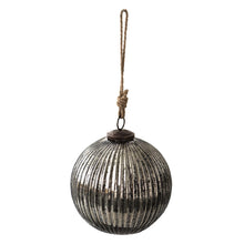 Kerstbal 15 cm glas zwart zilver