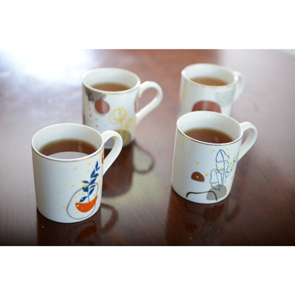 Mokken set van 4 art deco 390 ml keramiek