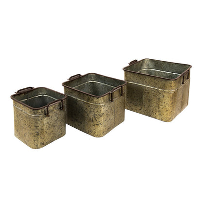Decoratie emmer set 3 stuks grijs 42x38x28 cm