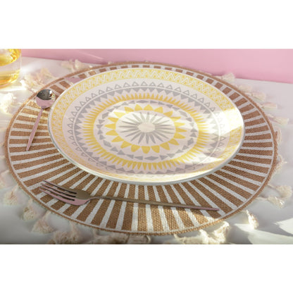 Bord rond 28 cm geel keramiek